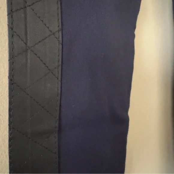 NWT Navy Hudson Jeans Leeloo Quilted Leather Stripe 25 Retail $298